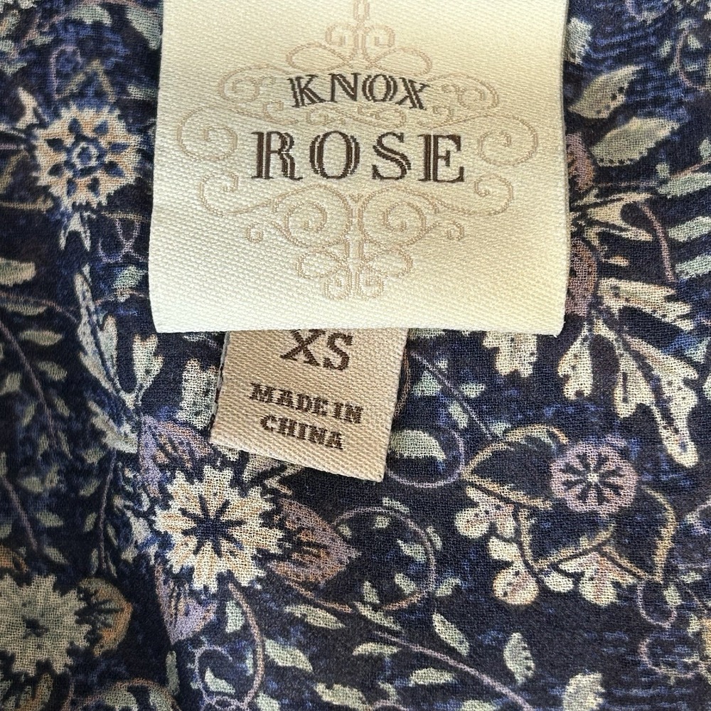 Knox Rose Boho Floral Peplum Top XS Cottagecore Festival Blouse Tassel Tie - Picture 7 of 9